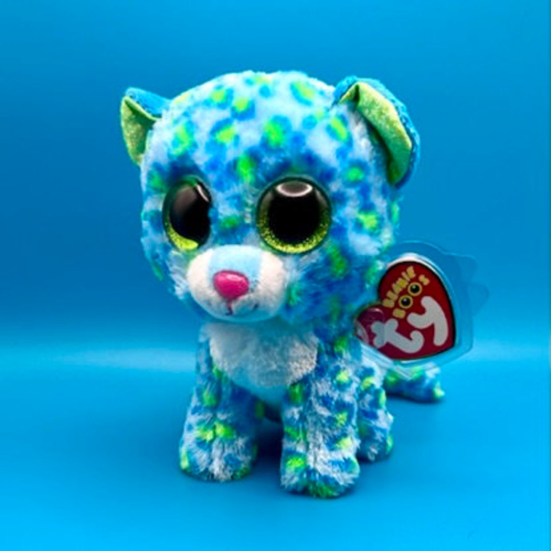 TY Beanie Boos LEONA the Blue Leopard glitter Eyes regular Size 6 Inch Etsy