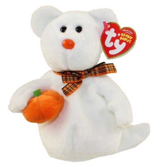 TY Beanie Baby PHANTOM the White Ghost Bear (Borders Exclusive)