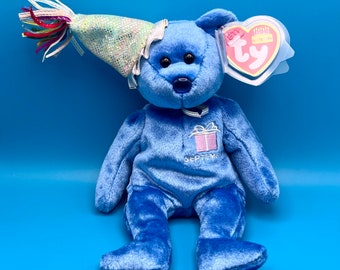 TY Beanie Baby - SEPTEMBRE l’ours d’anniversaire en peluche (avec chapeau) (9,5 pouces)