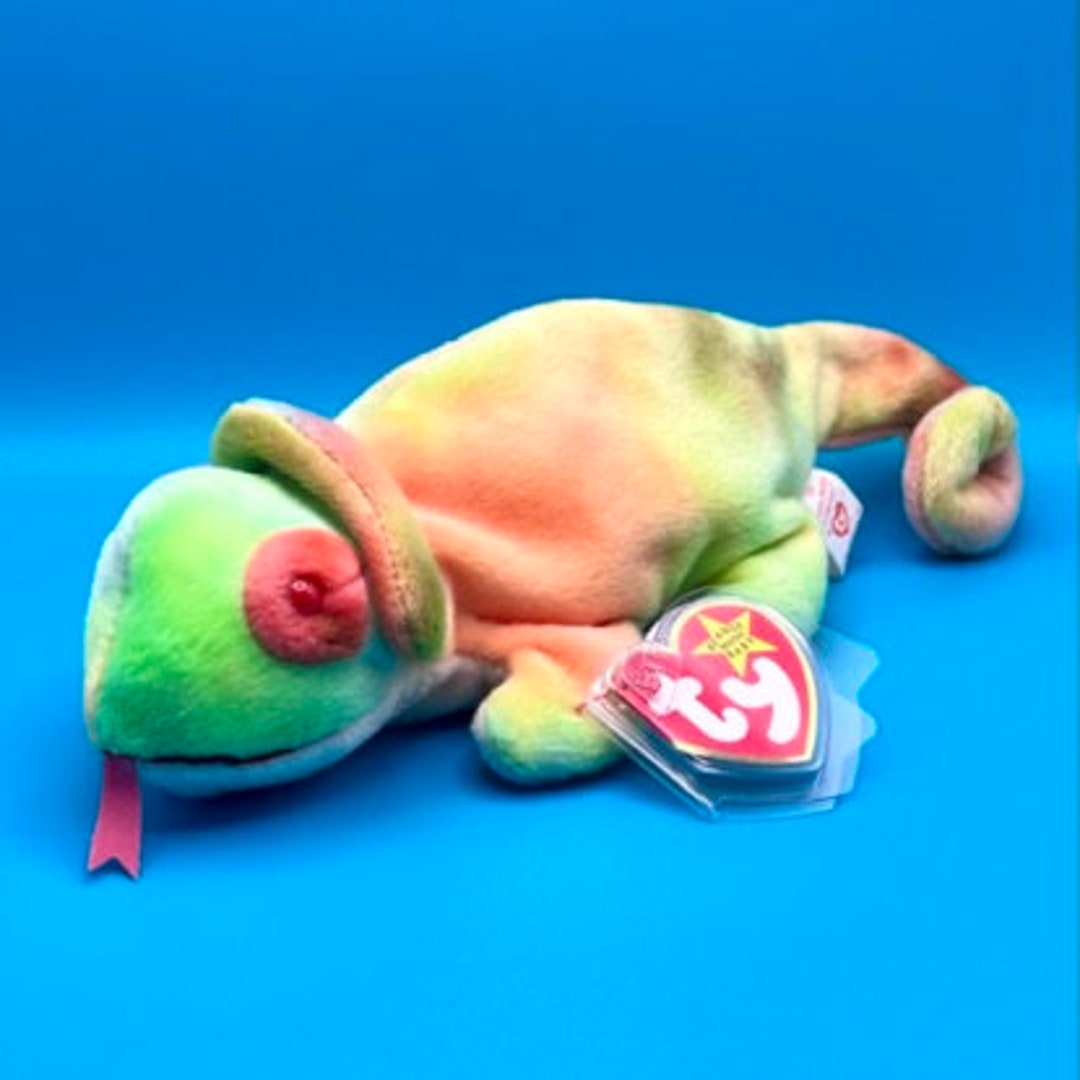 TY Beanie Baby RAINBOW the Chameleon tyedyed 9 Inch Etsy