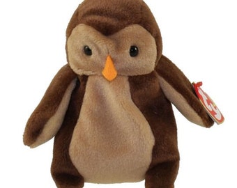 TY Beanie Baby - HOOT the Owl (étiquette volante de 4e génération) (5 pouces)