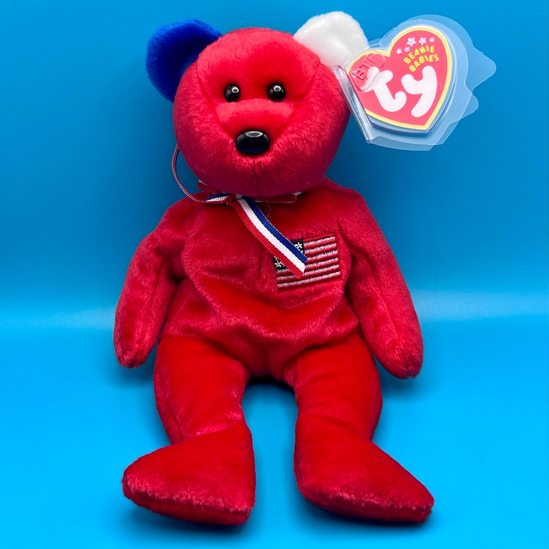 TY Beanie Baby AMERICA the Bear red Version Exclusive 8.5 Inch