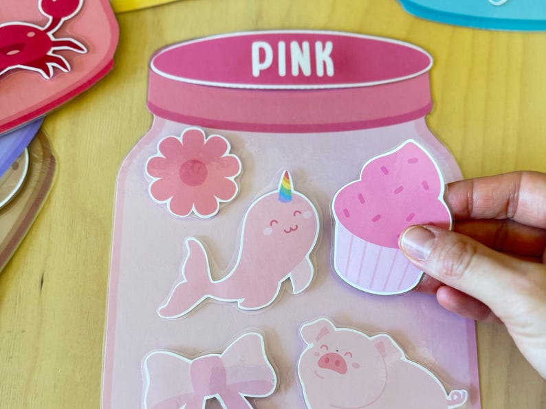 Pink color matching jar and its cut-outs