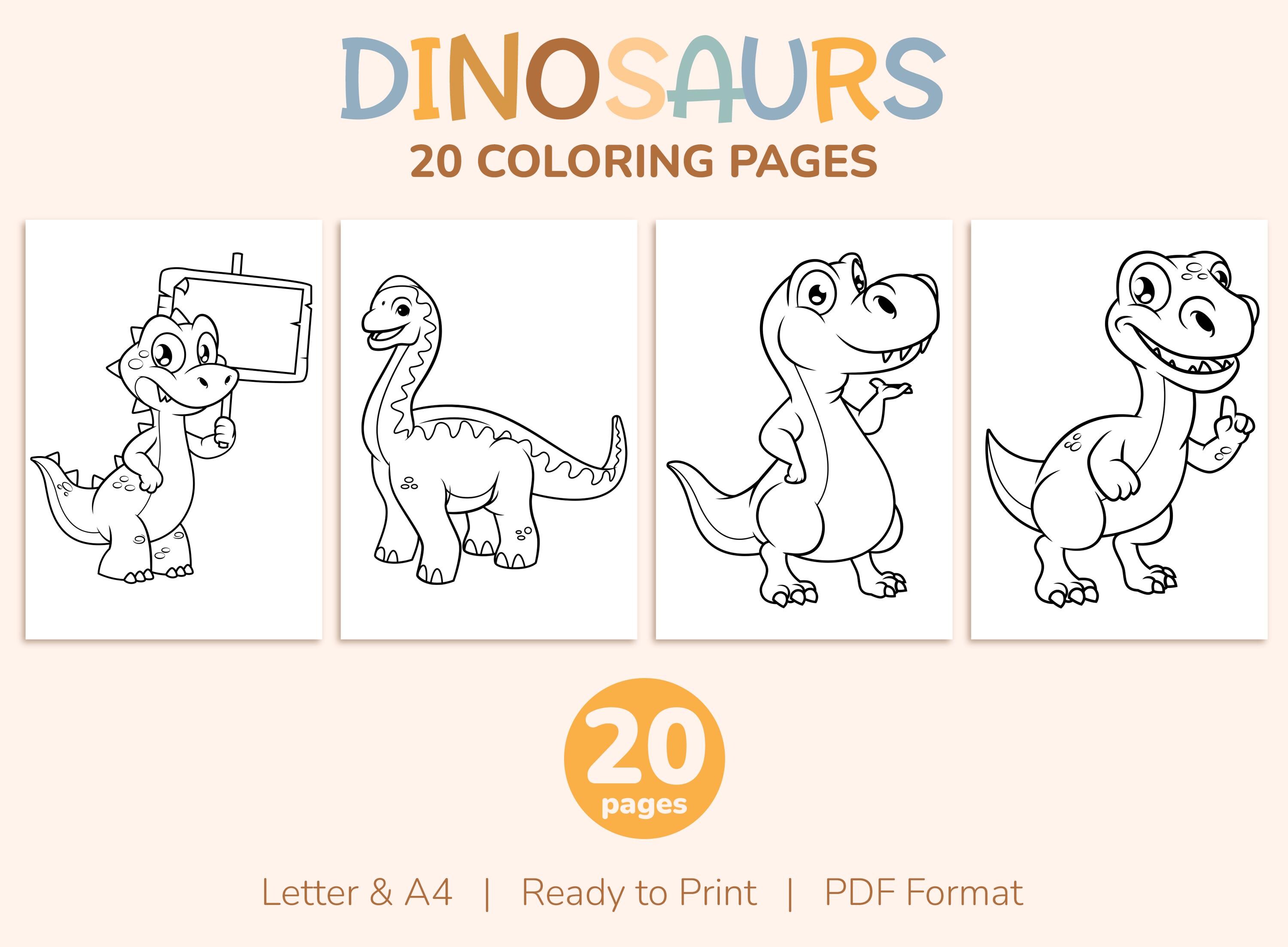 20 Printable Dinosaurs Coloring Pages for Kids, Cute Dino Colouring ...