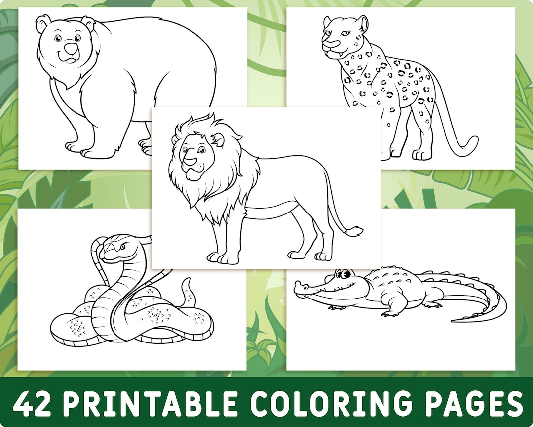 42 Printable Wild Animals Coloring Pages for Kids, Colouring Book