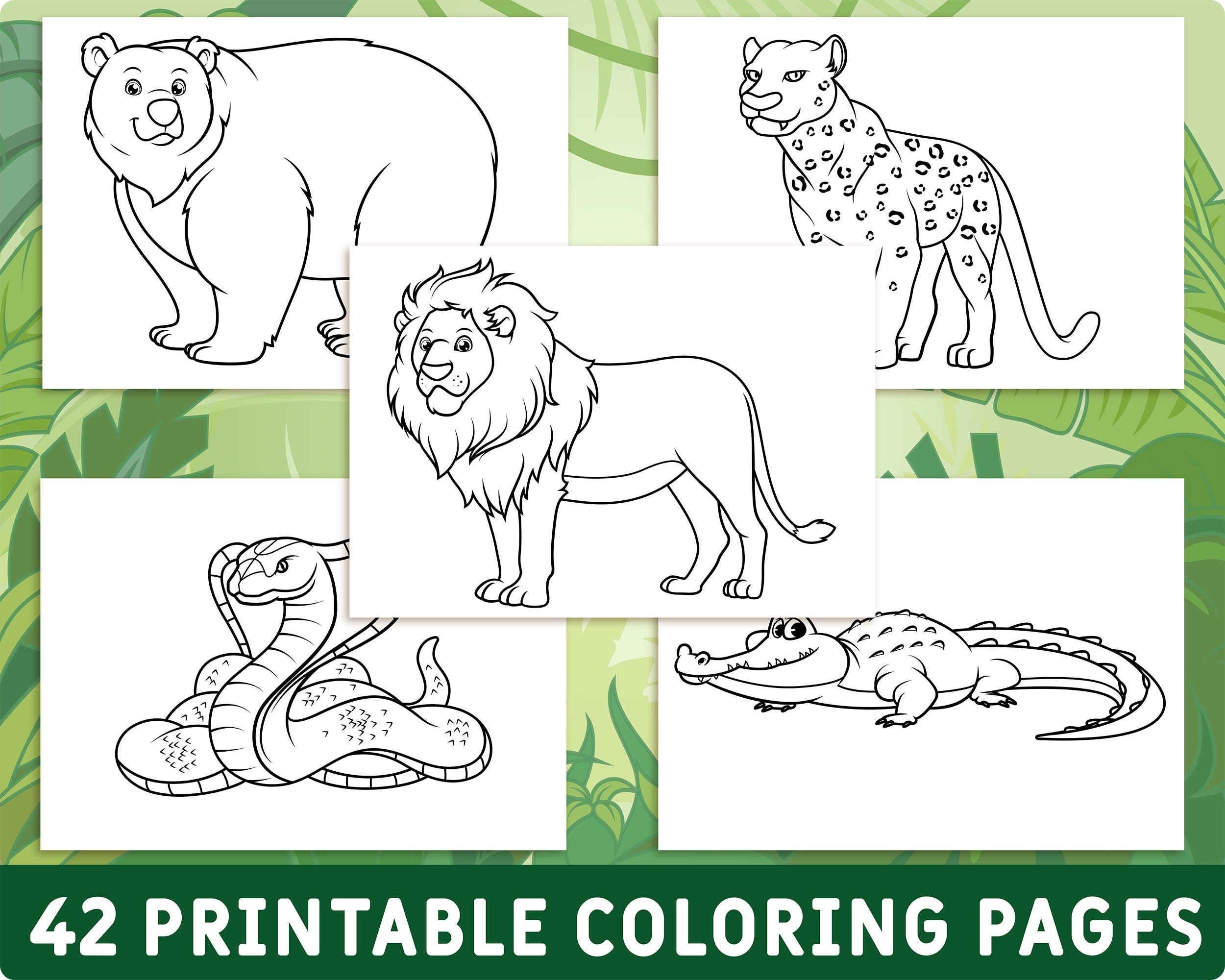 42 Printable Wild Animals Coloring Pages for Kids Colouring - Etsy Canada