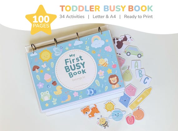 Printable Toddler Busy Book, Quiet Book for Kids, Preschool Learning Binder, Montessori-Inspired Activities, Homeschool Digital Resource