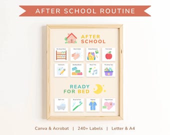 After School Routine Chart Printable | Bedtime Visual Schedule | 240+ Editable Routine Cards | Kids Checklist | Canva & Acrobat | Montessori