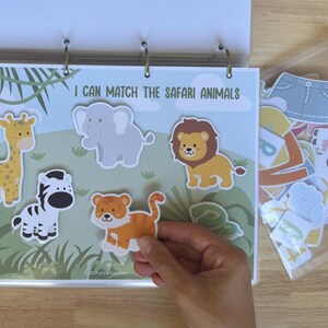 Completing the “I Can Match the Safari Animals” activity