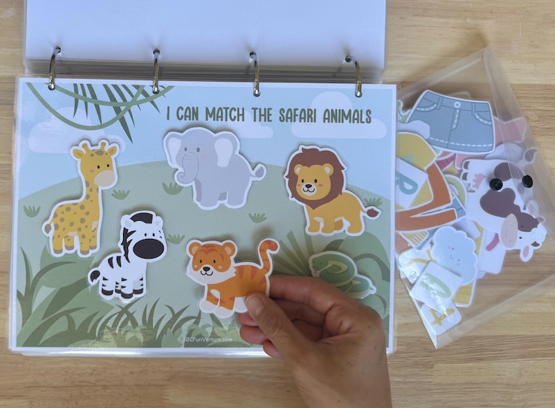 Completing the “I Can Match the Safari Animals” activity
