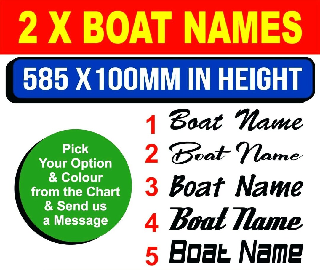 2x Boat Name Stickers 585mm Boat Name Decals Personalizes Boat Stickers
