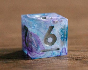 Futuristic Swirl - Single D6 - Handmade Sharp Edge Dice