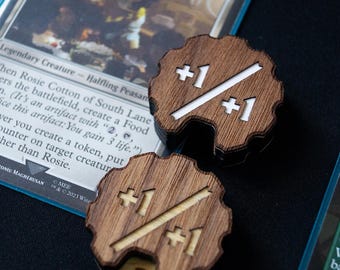 Wooden +1/+1 Counter 1-19 - MTG double sided counter