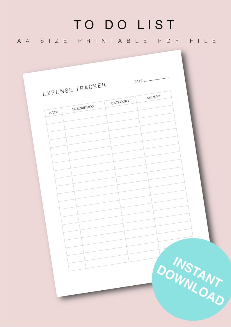 Expense Tracker PDF Check List Template Productivity - Etsy