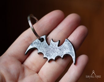 Bat Key Chain, Hand Forged Keychain, Metal Key Ring, Blacksmith Keyring, Bat Keyring, Bat Keychain, Blacksmith Traditional Craft