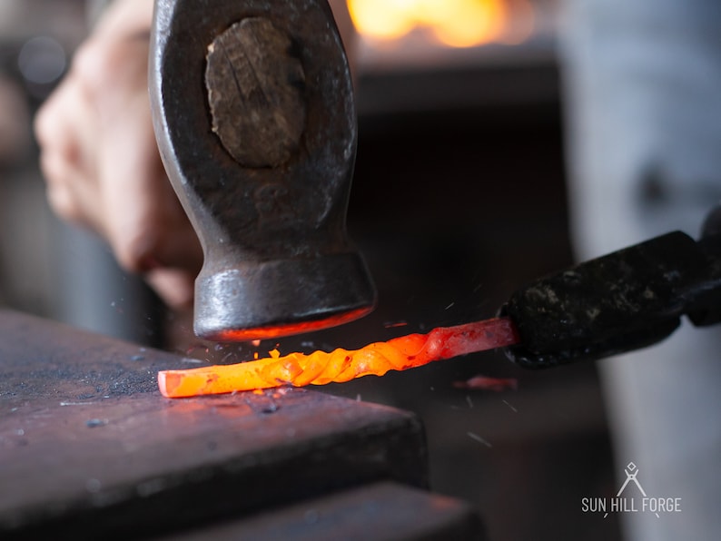 Hand forging crochet hooks