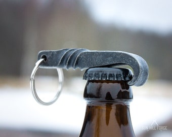 Forged Beer Bottle Opener Keychain, Hand Forged Pocket Bottle Opener, Beer Lover Gift, Forged Opener, Blacksmith Traditional Craft