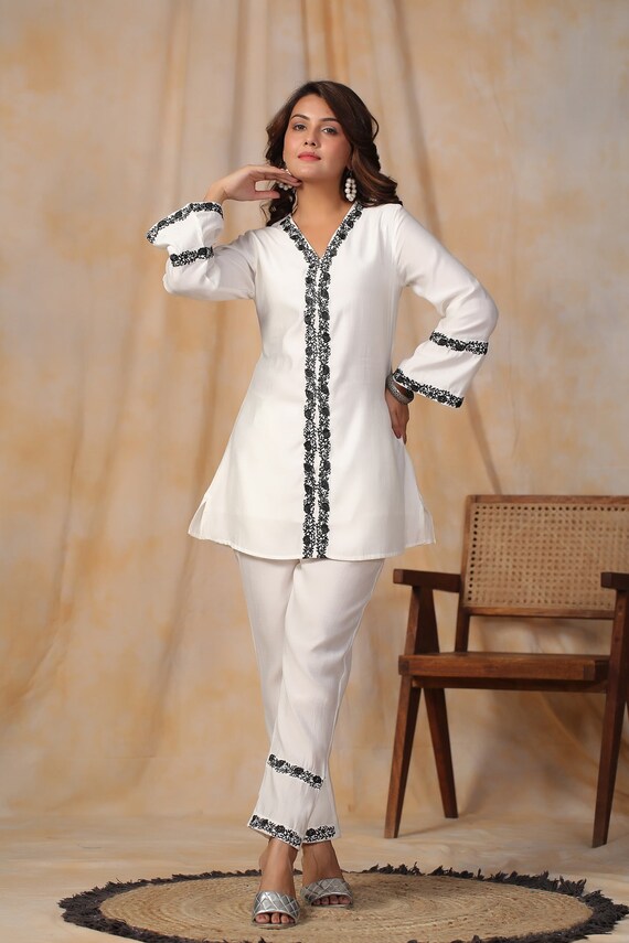 Indian Womens Co-ord Sets Cotton Co-ord Sets Embroiderd Co-ord Set