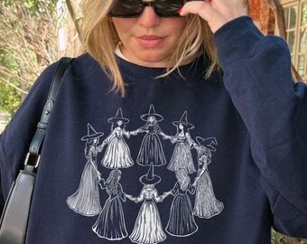 Witchy Feminist Sweatshirt: Girls Will Be Girls, Spooky Halloween Crew Neck