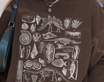 Paleontology Sweatshirt, Vintage Jurassic Period Sweater, Dinosaur Geology Shirt, Fossils Sweatshirt, Dino Skeleton Science Movie Lover Gift