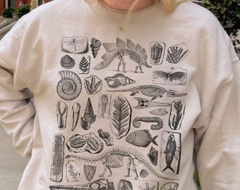Paleontology Sweatshirt, Vintage Jurassic Period Sweater, Dinosaur Geology Shirt, Fossils Sweatshirt, Dino Skeleton Science Movie Lover Gift