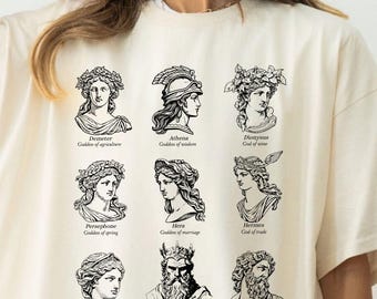 Greek Mythology Gods Shirt, Aesthetic Greek Goddess T-Shirt, Dark Academia Olympian Gods TShirt, Greece Lore Olympus Bookish Merch, Gift For