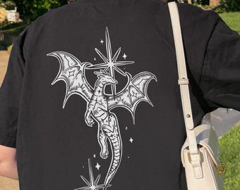 Dragon Comfort Colors® Shirt, Fantasy Book Merch, Dragon Rider Celestial TShirt, Bookish T-Shirt, Gift For Reader, Dragon Wing Tee, Bookworm