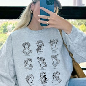 Greek Mythology Gods Sweatshirt, Aesthetic Greek Goddess Sweater, Dark Academia Olympian Gods Pullover, Greece Lore Olympus Bookish Merch