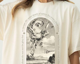 Myth of Icarus & Daedalus Greek Mythology T-Shirt, Dark Academia Literature Shirt, Aesthetic Light Academia Librarian TShirt, Greek Myth Tee