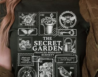 Secret Garden Shirt, Literary Stamp Bookish T-Shirt, Cottagecore Floral Tee, Book Club Merch, Reader Gift, Reading Shirt, Classic Literature