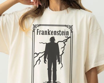 Frankenstein Comfort Colors Shirt, Halloween T-shirt, Vintage Style Tee, Unisex Graphic Top, Horror Movie Lover Gift, Literary Bookish Gifts