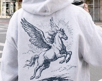 Pegasus Hoodie - Greek Mythology Hoodie, Winged Horse Sweatshirt, Mythological Gift, Ancient Greece Hoodie, Fantasy Pullover, Myth Lover