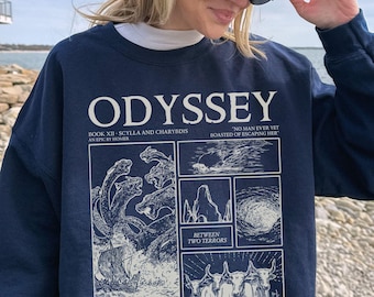 The Odyssey Sweatshirt - Homer Bookish Crewneck, Scylla & Charybdis Sweatshirt, Greek Mythology Sweater, Sirens Sweatshirt, Dark Academia