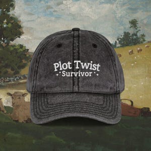 Plot Twist Survivor Embroidered Hat, Vintage Cotton Hat, Reading Bookish Hat, Literary Gift For Book Lovers, Bookworm Cap, Book Club Hats