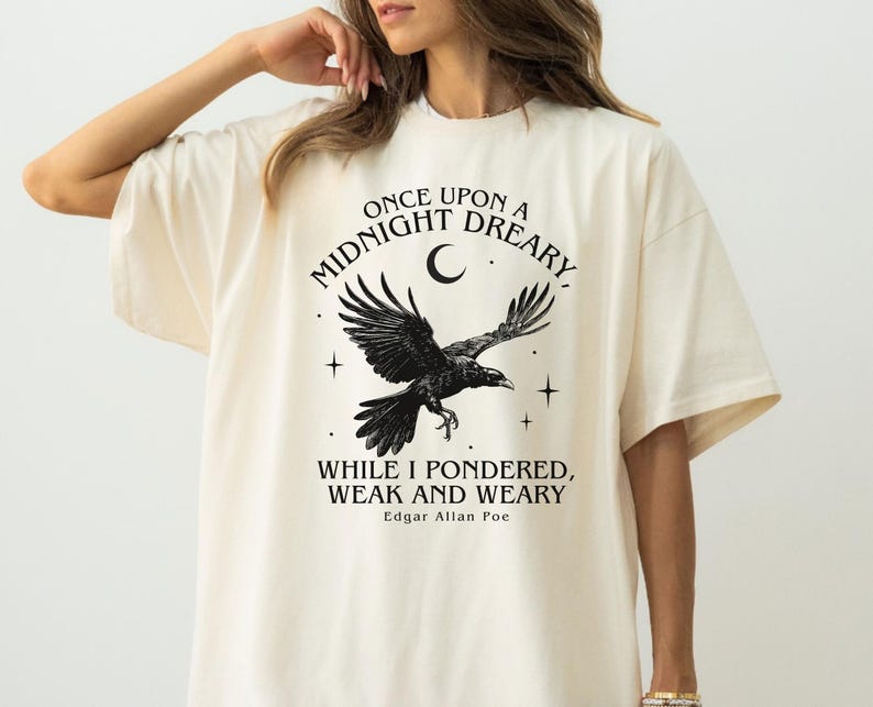 Edgar Allan Poe Poem Shirt, Dark Academia Raven Tshirt, Vintage