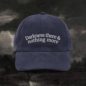 Edgar Allan Poe Quote Hat, Embroidered Cotton Corduroy Bookish Hat, Literary Gift For Book Lovers, Dark Academia Halloween Hat, Raven Poem