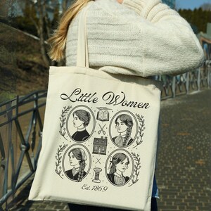 Little Women Tote Bag, Literary Bag, Reading Tote Bag, Light Academia Literature Totebag, Little Women Gifts, Bookish Gift For Book Lover image 3