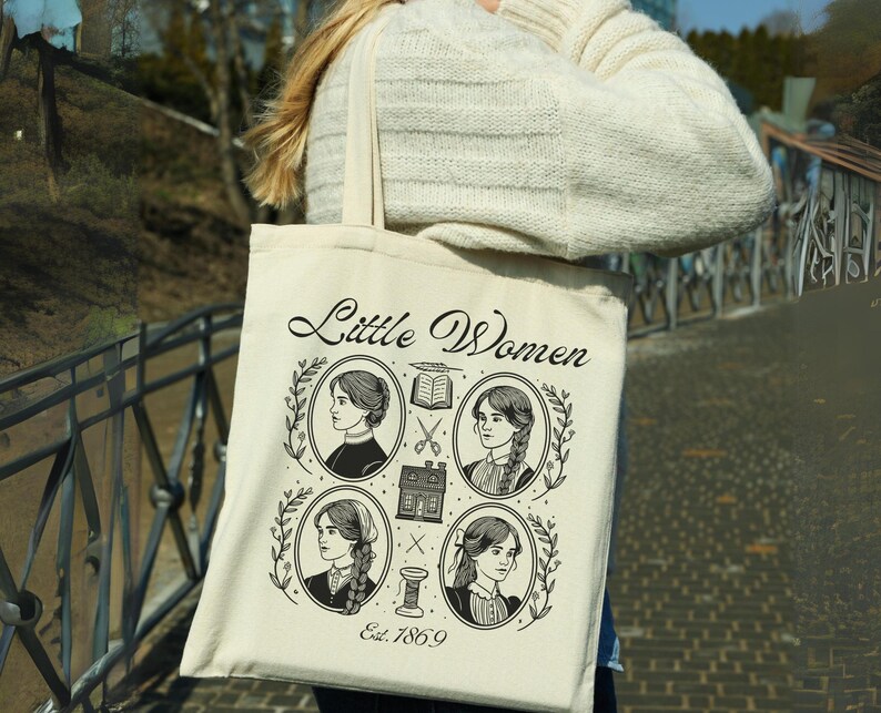 Little Women Tote Bag, Literary Bag, Reading Tote Bag, Light Academia Literature Totebag, Little Women Gifts, Bookish Gift For Book Lover image 3