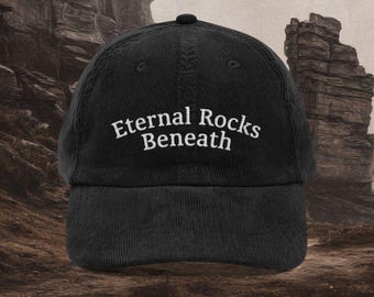 Eternal Rocks Beneath Wuthering Heights Hat - Embroidered Cotton Corduroy Hat, Dark Romance Hat, Gothic Gift For Book Lovers, Emily Brontë