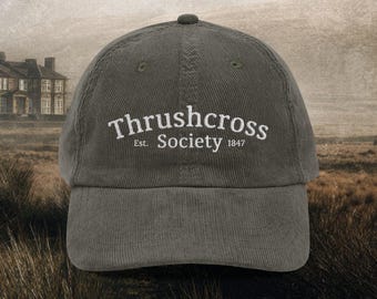 Thrushcross Society Embroidered Corduroy Hat - Wuthering Heights Cap, Classic Literature Accessories, Dark Academia Hat, Bookish Gift
