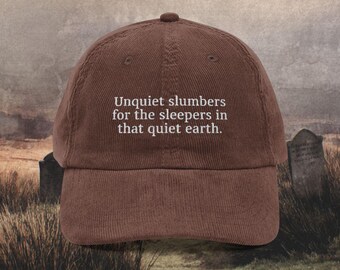 Wuthering Heights Quote Embroidered Hat - Bookish Literary Hat For Bookworms, Gothic Literature Romance Hat, Catherine & Heathcliff Cap