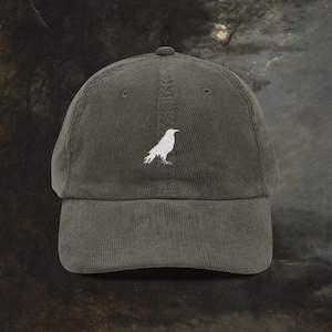 Edgar Allan Poe Quote Hat, Embroidered Cotton Corduroy Bookish Hat, Literary Gift For Book Lovers, Dark Academia Halloween Hat, Raven Poem
