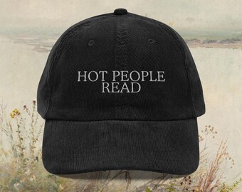 Embroidered Corduroy Hat: Hot People Read, Dark Academia Style