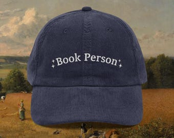 Book Person Hat, Bookish Embroidered Cotton Corduroy Hat, Book Personality Cap, Book Club Gifts, Reader Christmas Gift, Bookworm Reading Hat
