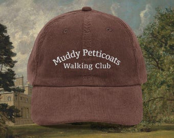 Pride & Prejudice Walking Club Embroidered Corduroy Dad Hat - Literature Bookish Gift, Jane Austen Merch, Vintage Pemberley Cap