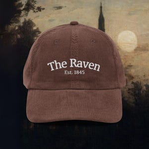 Edgar Allan Poe Quote Hat, Embroidered Cotton Corduroy Bookish Hat, Literary Gift For Book Lovers, Dark Academia Halloween Hat, Raven Poem
