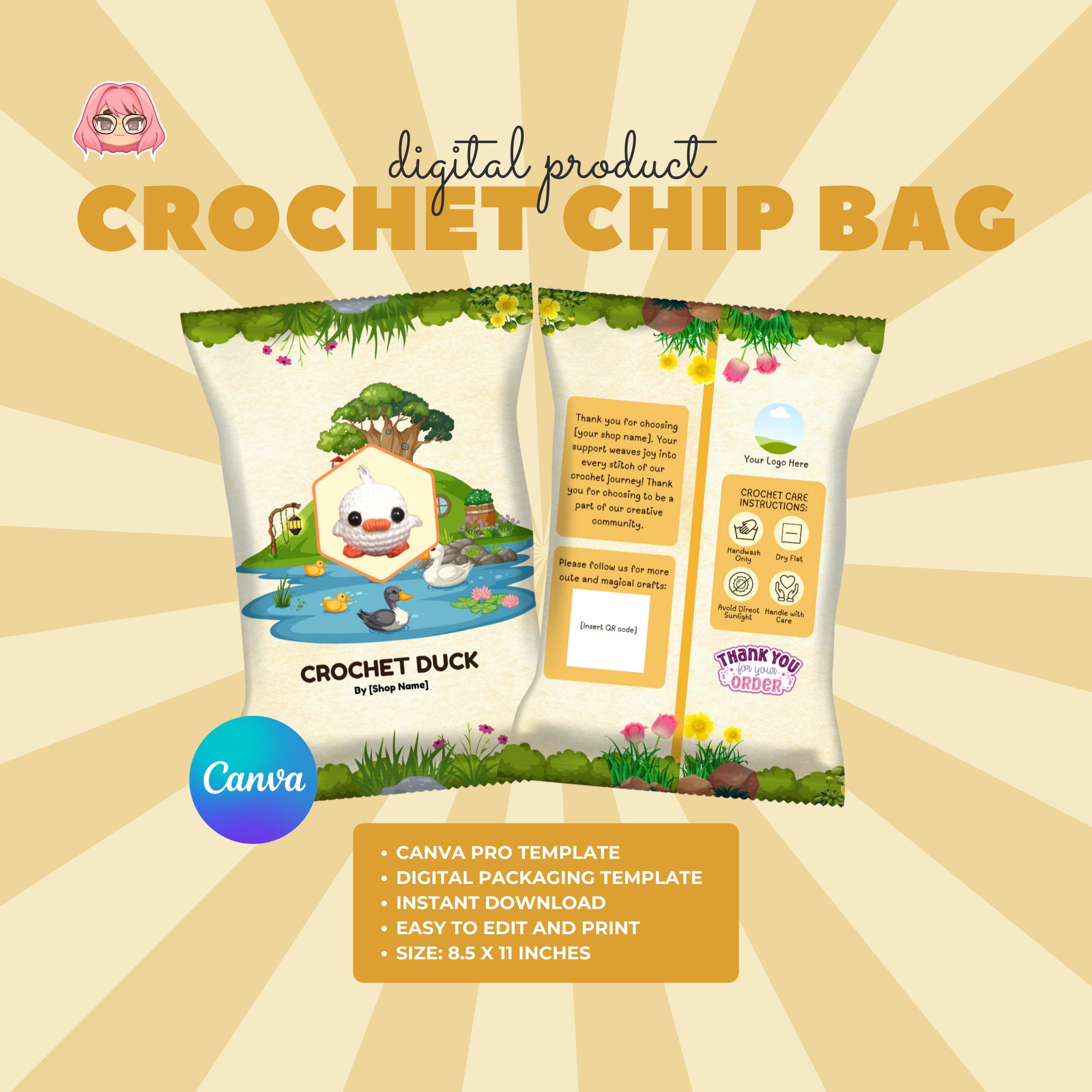 Animal Crochet Chip Bag Packaging by Karlalily - Etsy