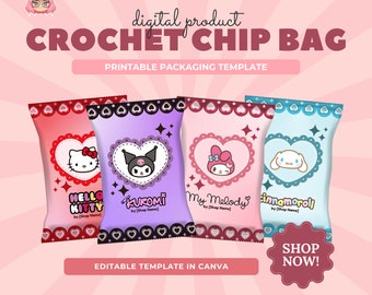 Kawaii Crochet Chip Bag Packaging by Karlalily