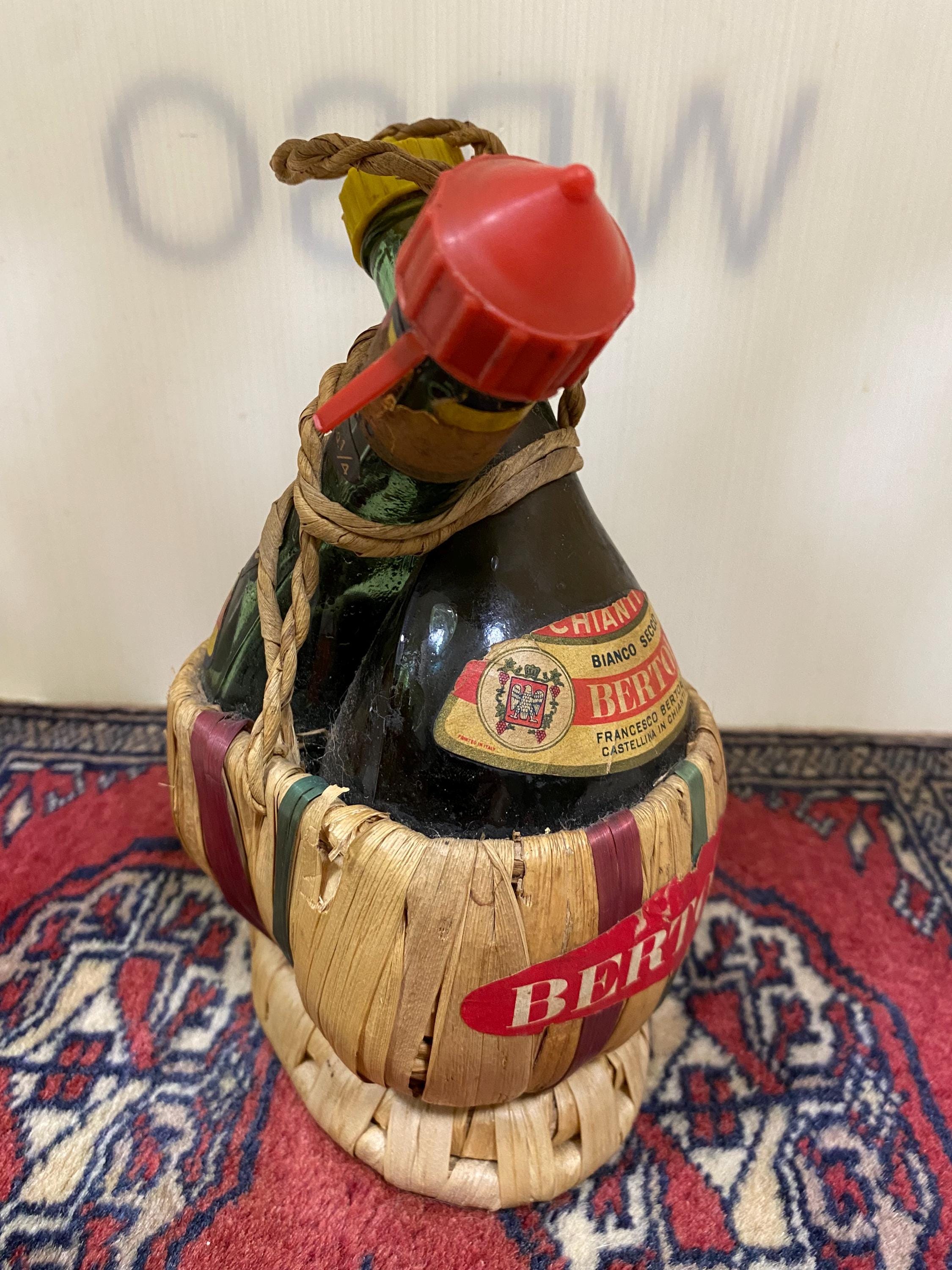 RARE Vintage Double Chianti Bertolli Raffia Covered Bottle - Etsy