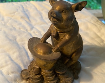 Vintage brass pig figurine
